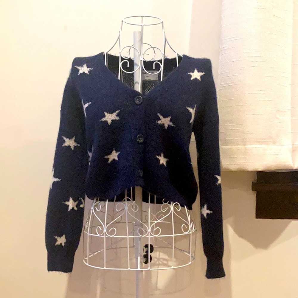 Old Navy Navy Blue Button-down Sweater With Stars